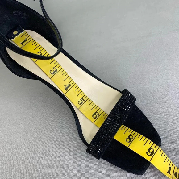 Nine West Rhinestone Suede Stiletto Platform Heels Strap Sandals  Size 6M Black - Picture 13 of 15